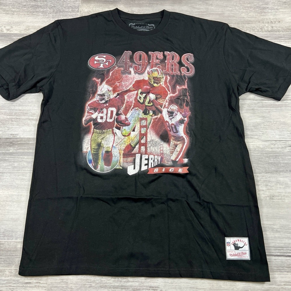 Mitchell & Ness Mens NFL San Francisco 49ers Jerry Rice Rap T-Shirt Size XL NWOT